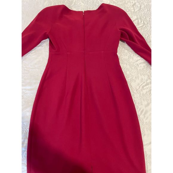 TARAHI NWOT Deep Red Long Sleeve Fitted Pencil Dress, Size 6 - Picture 7 of 16